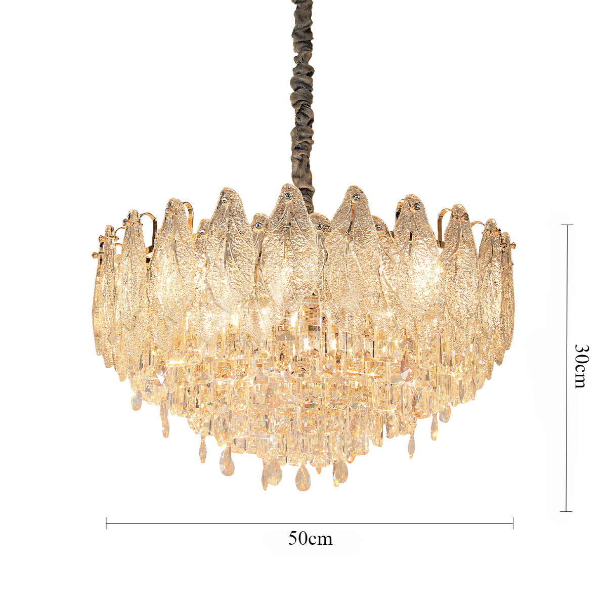 Champagne Gold Crystal Leaf Chandelier