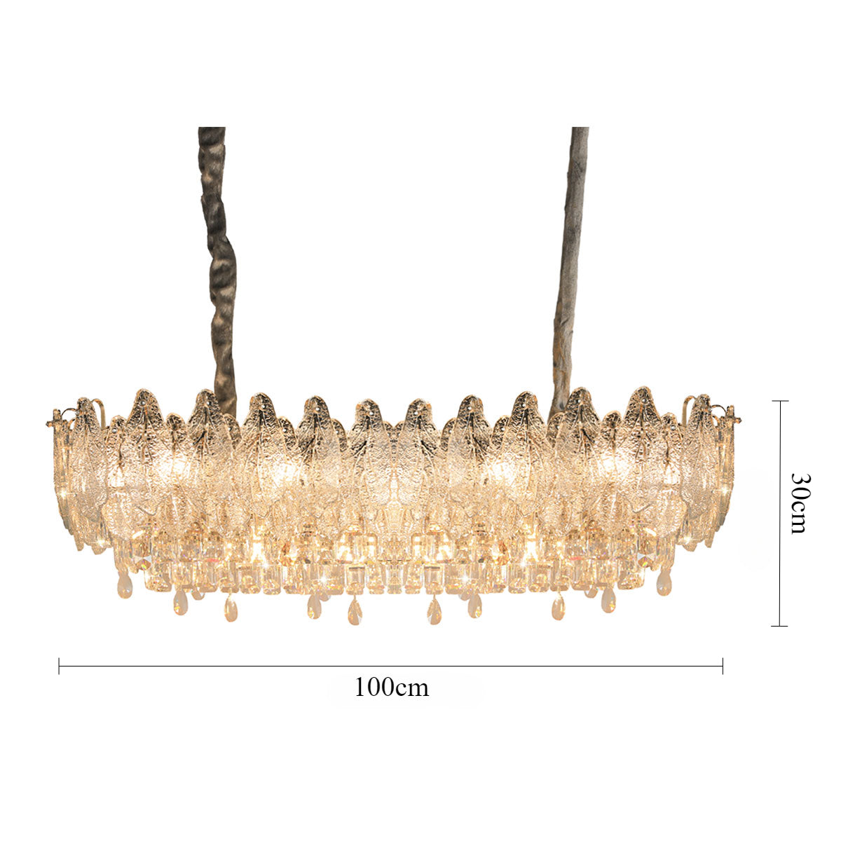 Champagne Gold Crystal Leaf Chandelier