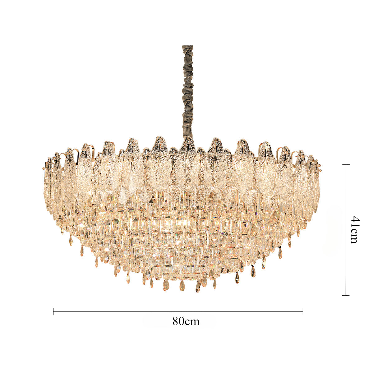 Champagne Gold Crystal Leaf Chandelier