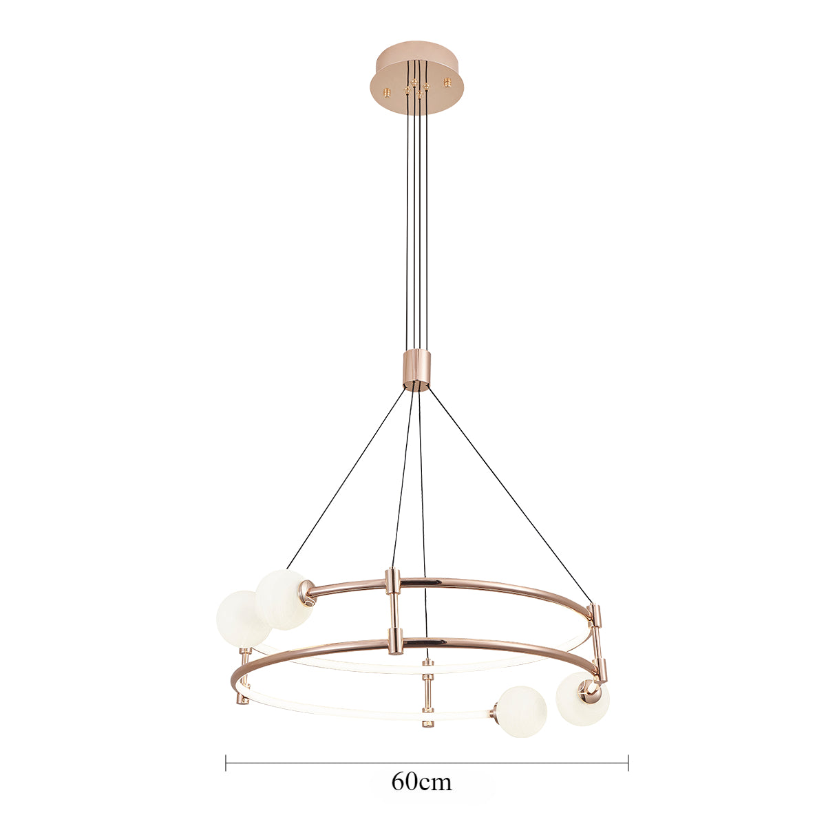 Elegant Gold Double-Ring Pendant Light with Tri-Color Lighting