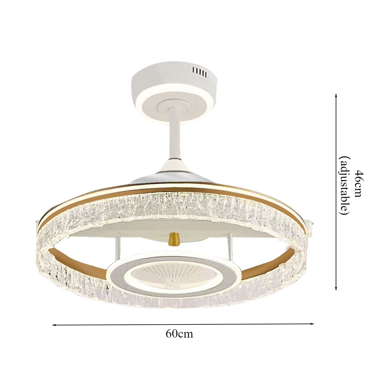 Whisper-Quiet Reversible Acrylic and Metal Ceiling Fan Light