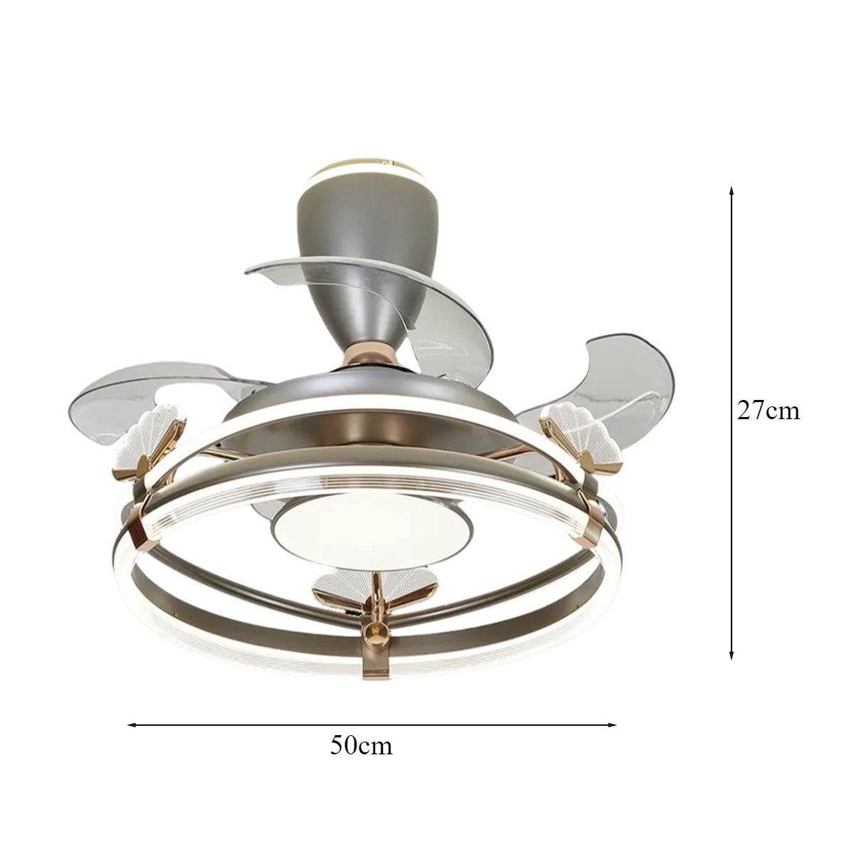 Modern High-End Grey Remote Control Fan Light