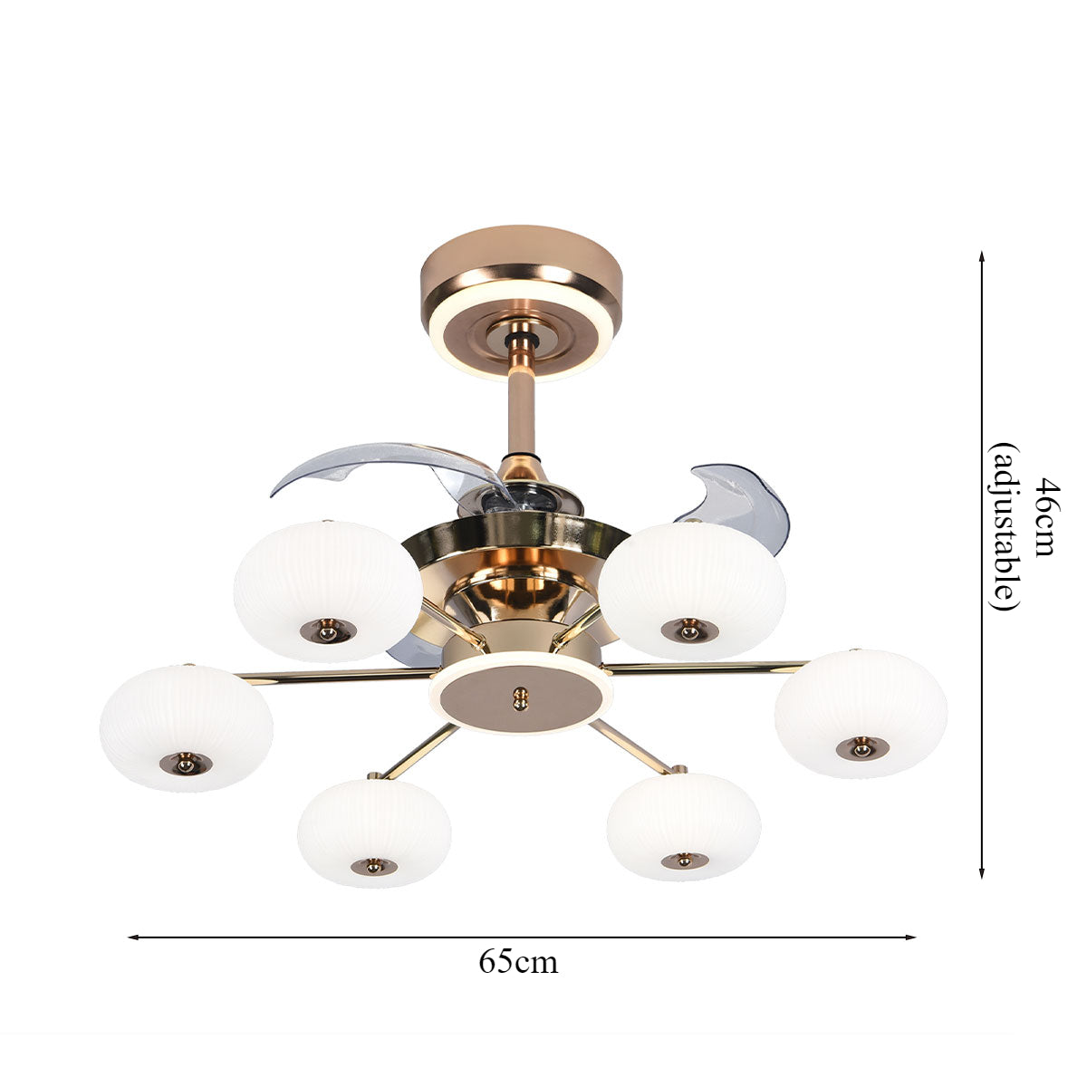 Quiet Copper Acrylic Fan Light with 6-Speed Control