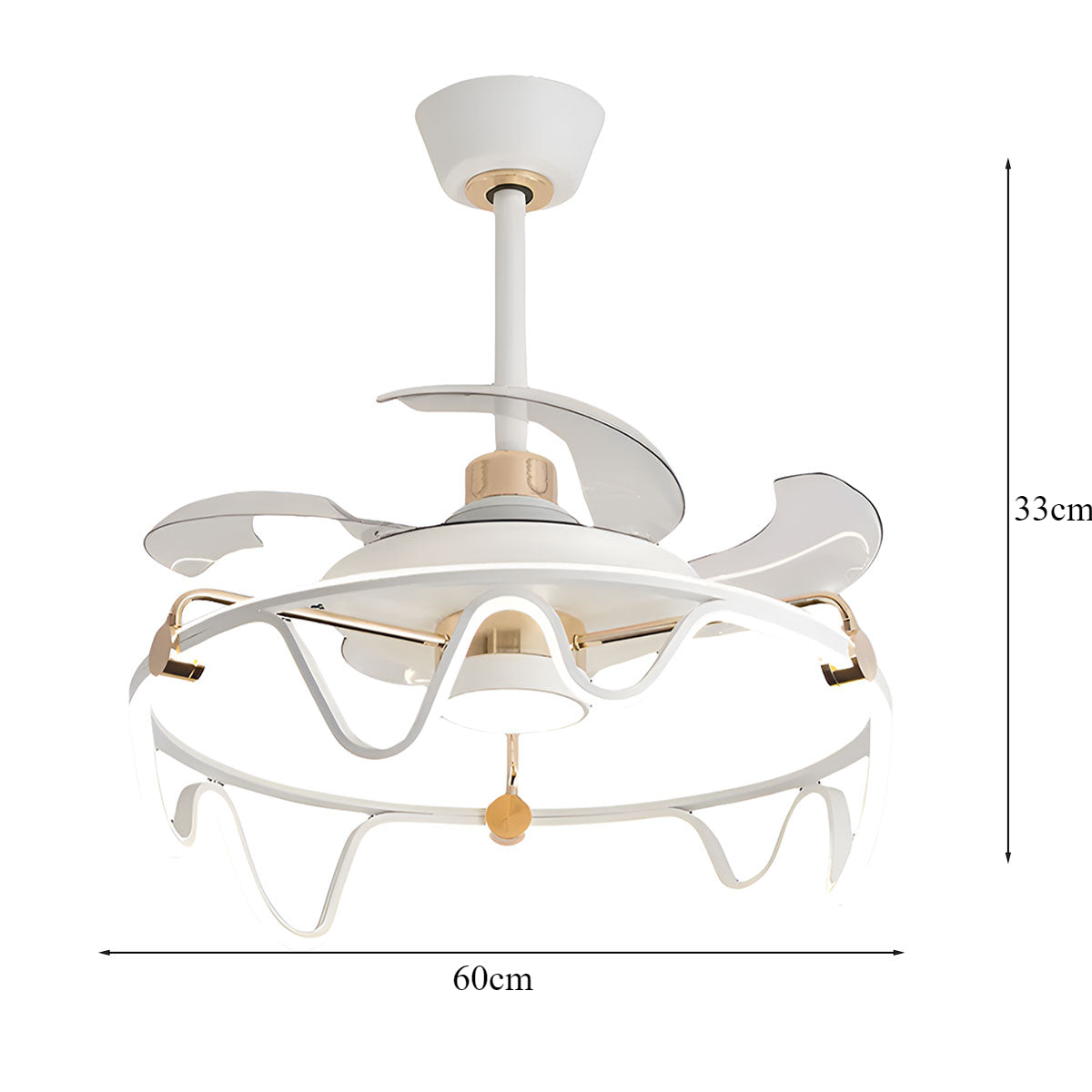 Matte White Remote Control Fan Light with Tri-Color Lighting