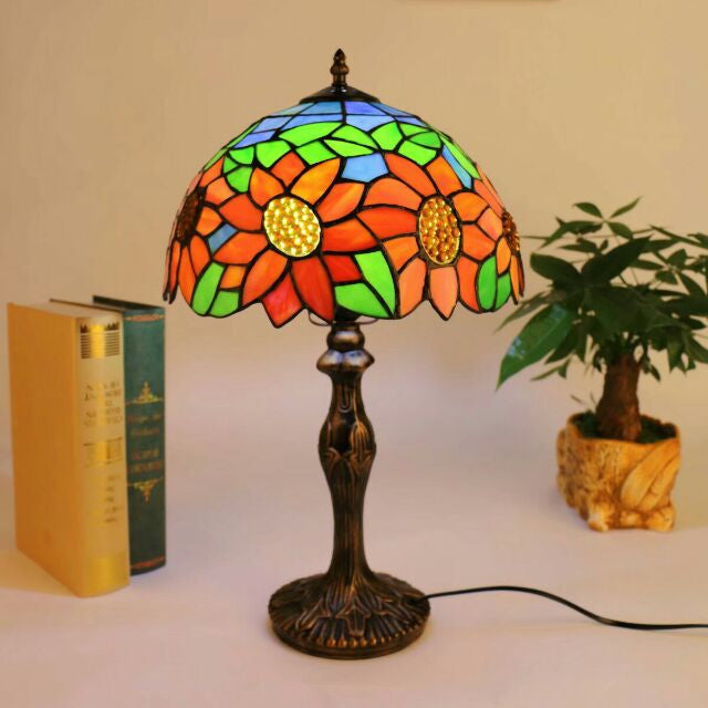 Floral Tiffany Table Lamp | Handcrafted Stained Glass Art Piece for Home Decor