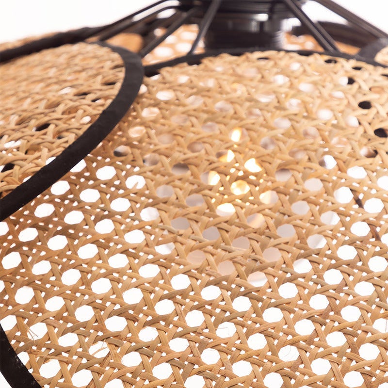 Handwoven Rattan Petal-Shaped Pendant Light Fixture