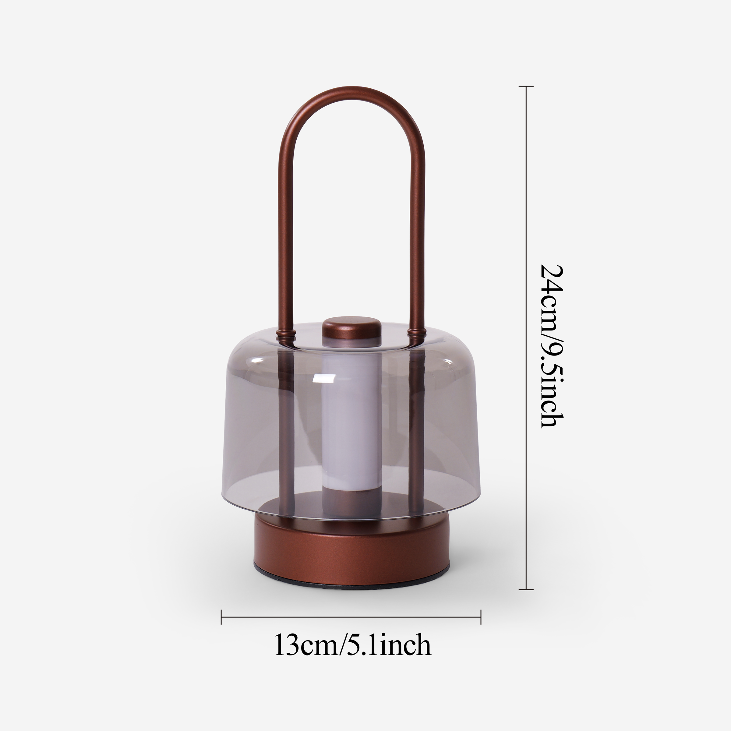 portable lantern-style ambient table lamp beside books and evening decor