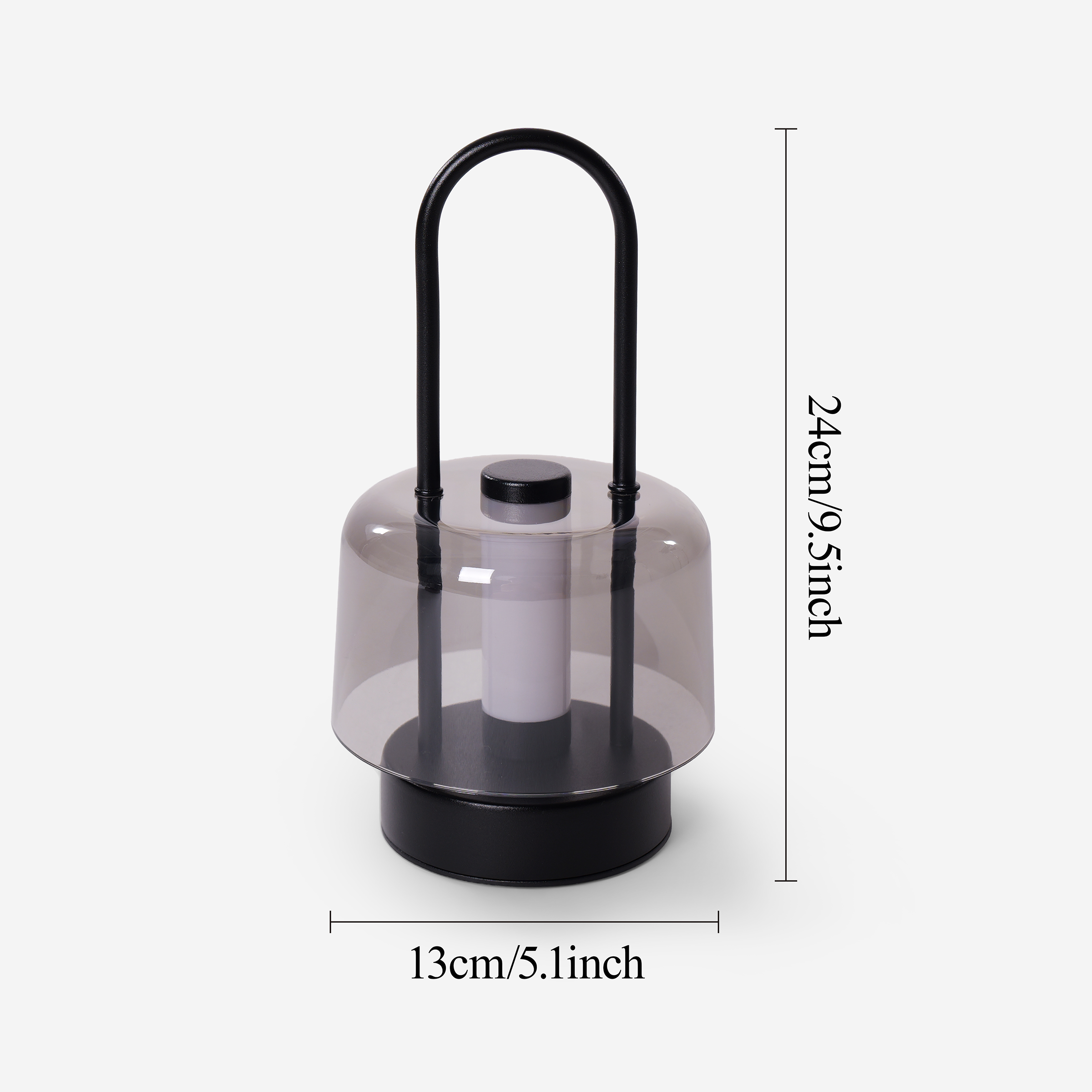 portable lantern-style ambient table lamp with a warm diffused glow