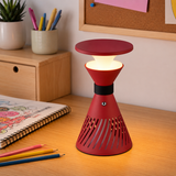 retro funnel cordless table lamp with close-up shade and base details