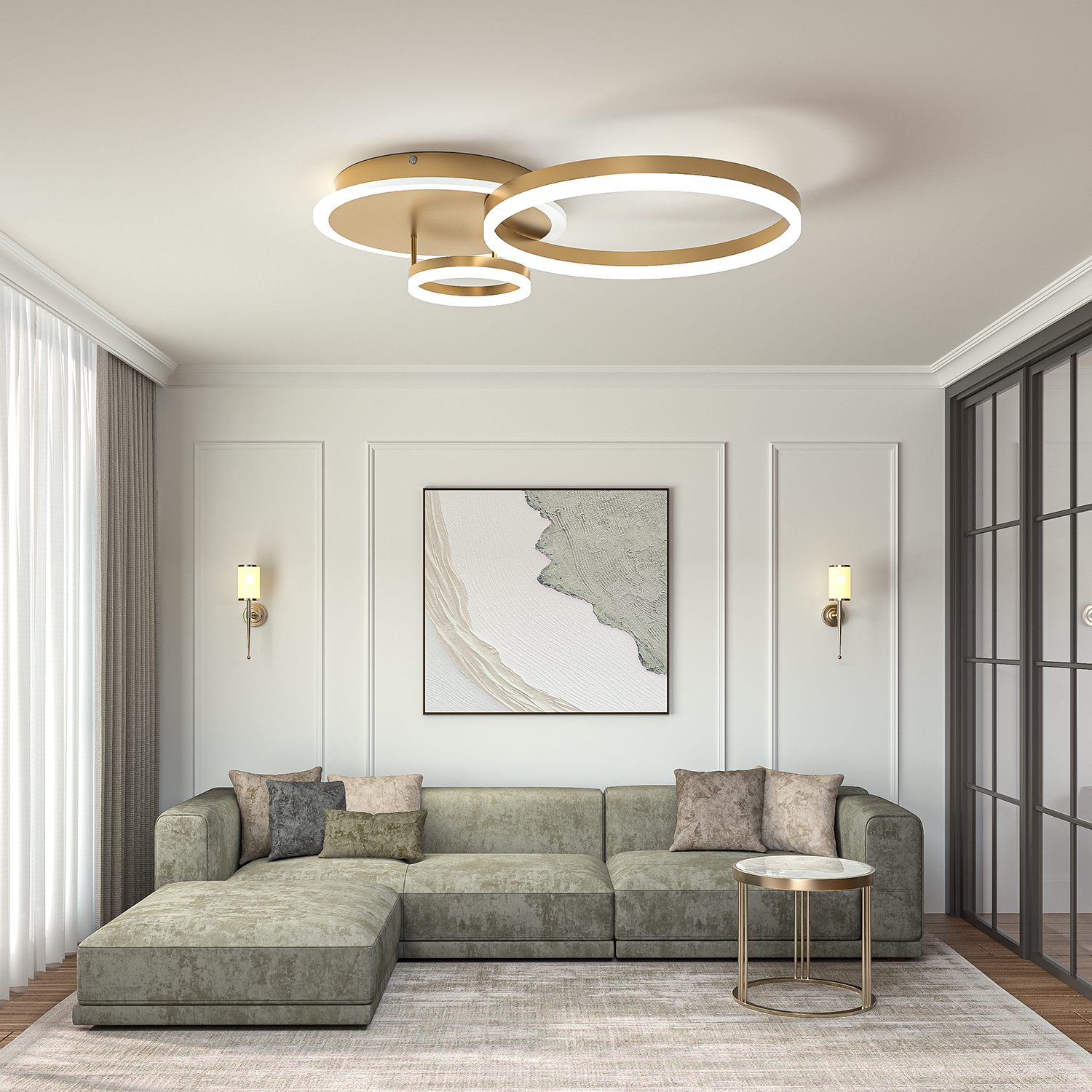 3/5 Classic Golden Loops Dimmable Round LED Ceiling Light