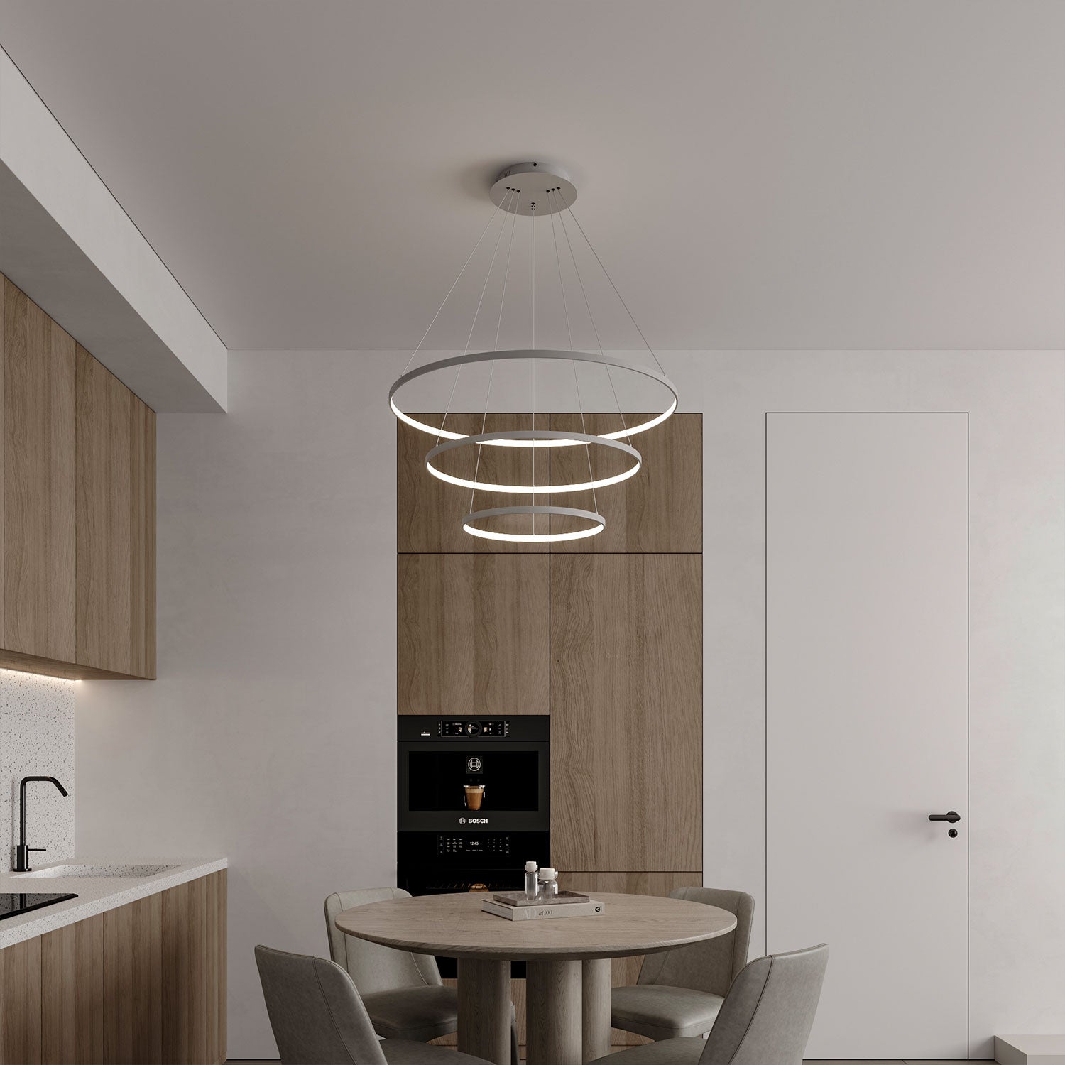 Modern 3 Acrylic Ring Led Pendant