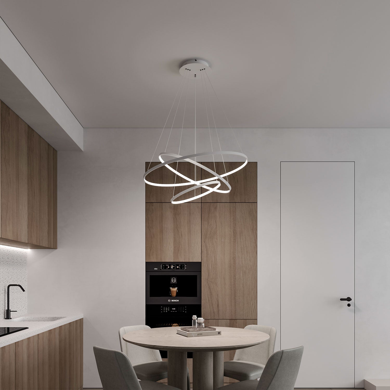 Modern 3 Acrylic Ring Led Pendant