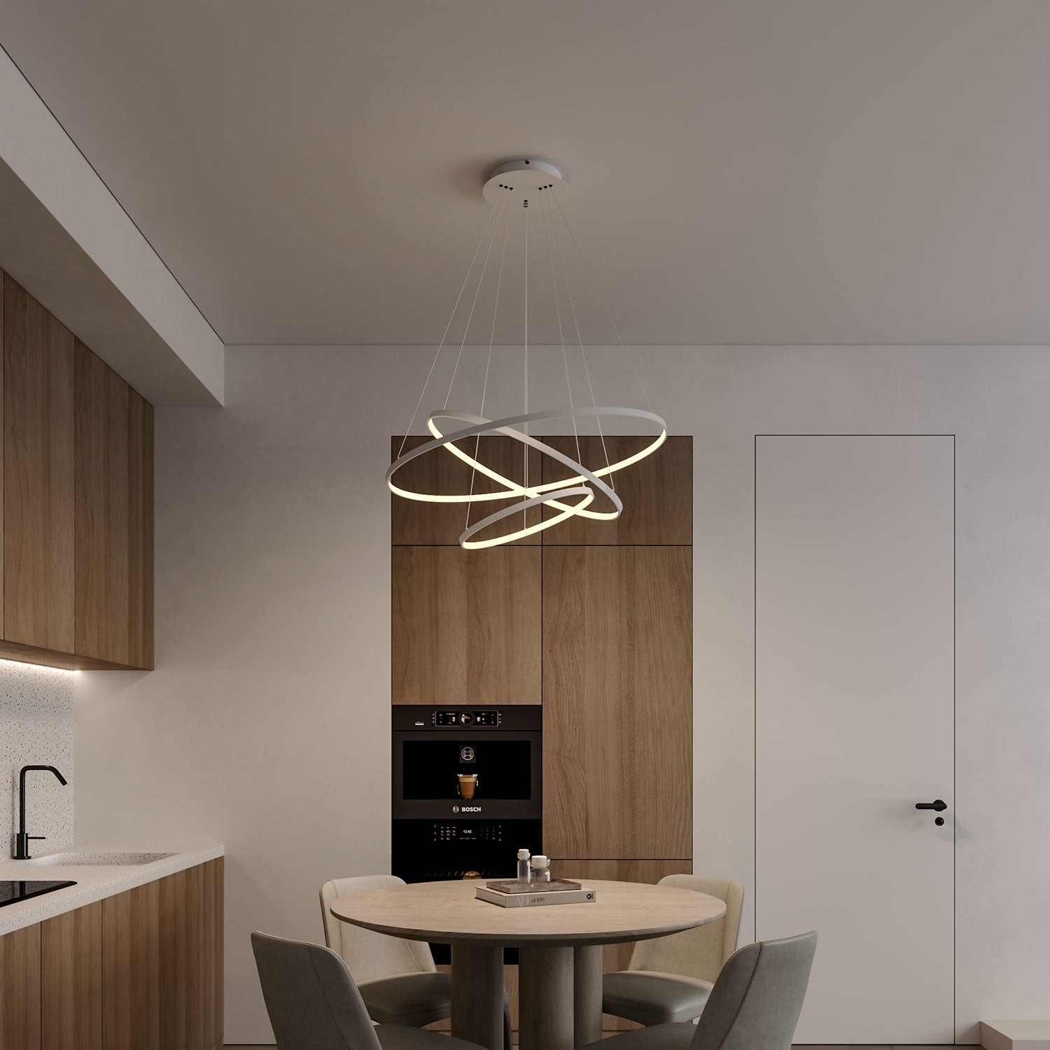 Modern 3 Acrylic Ring Led Pendant