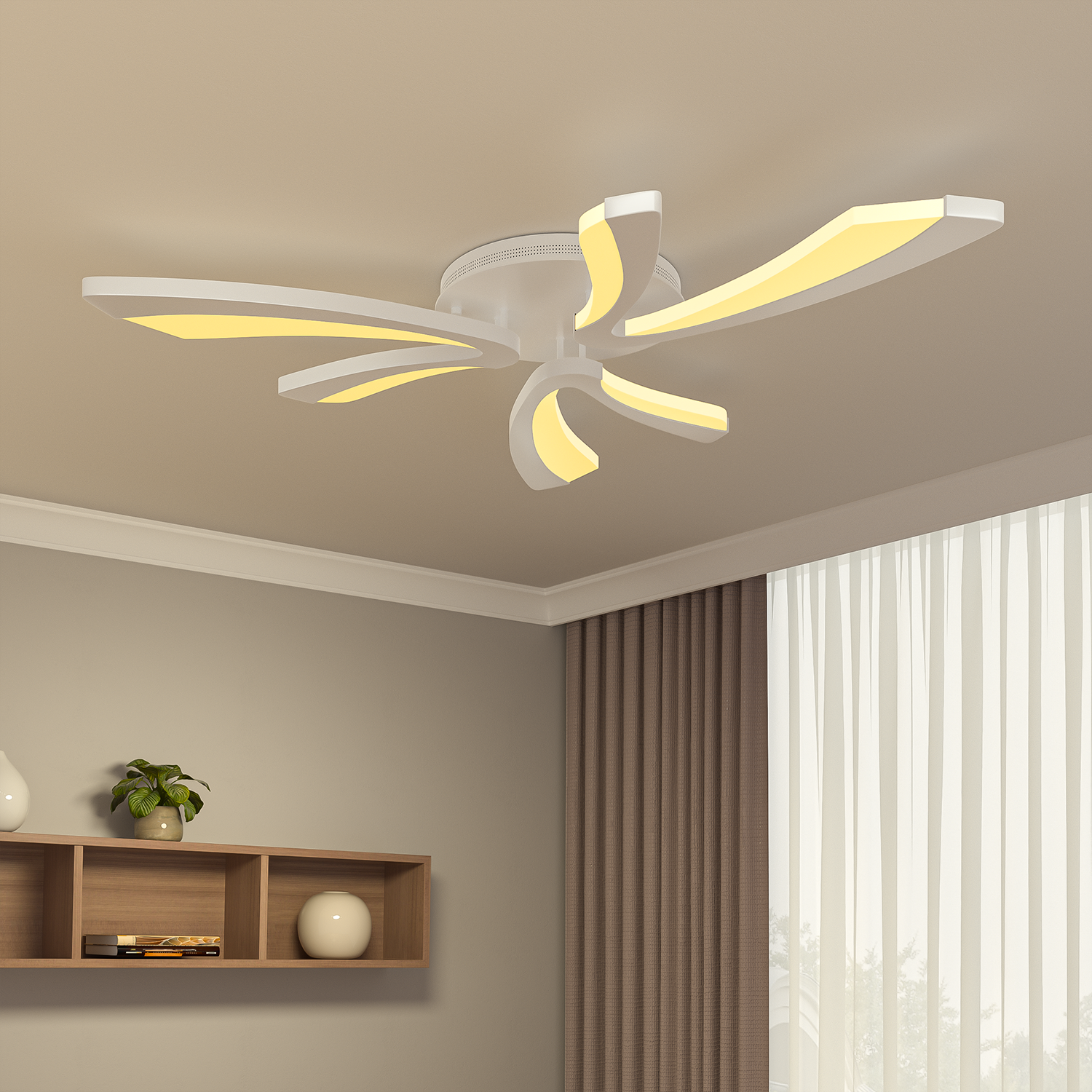 V Shaped Floral Modern Semi-Flush LED Ceiling Light Dimmable/Non-Dimmable