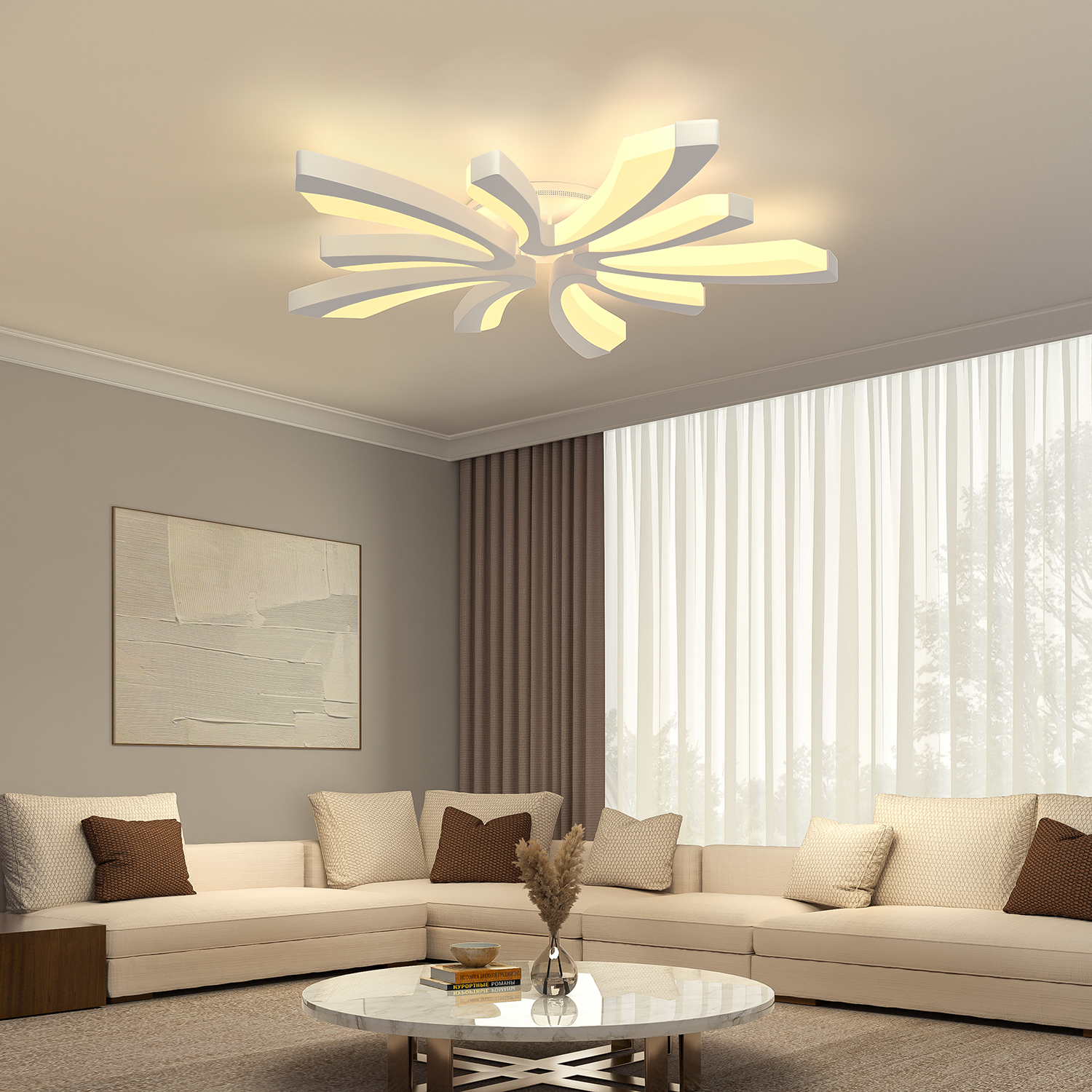 V Shaped Floral Modern Semi-Flush LED Ceiling Light Dimmable/Non-Dimmable