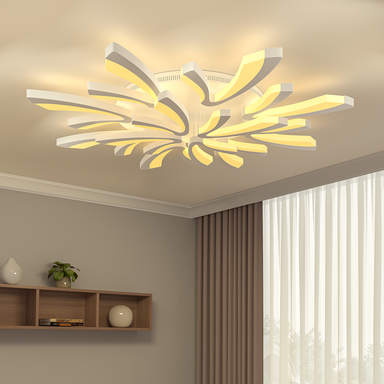 V Shaped Floral Modern Semi-Flush LED Ceiling Light Dimmable/Non-Dimmable