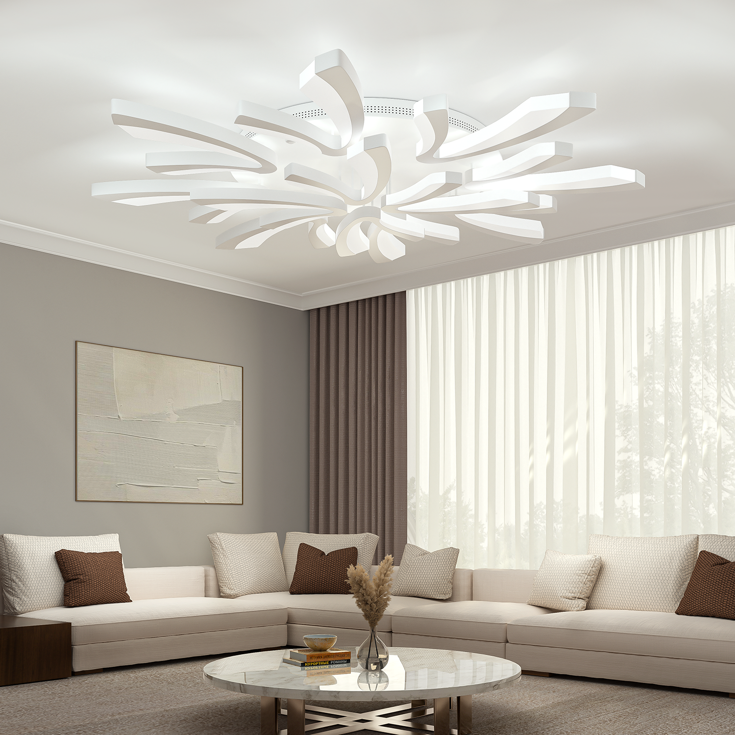 V Shaped Floral Modern Semi-Flush LED Ceiling Light Dimmable/Non-Dimmable