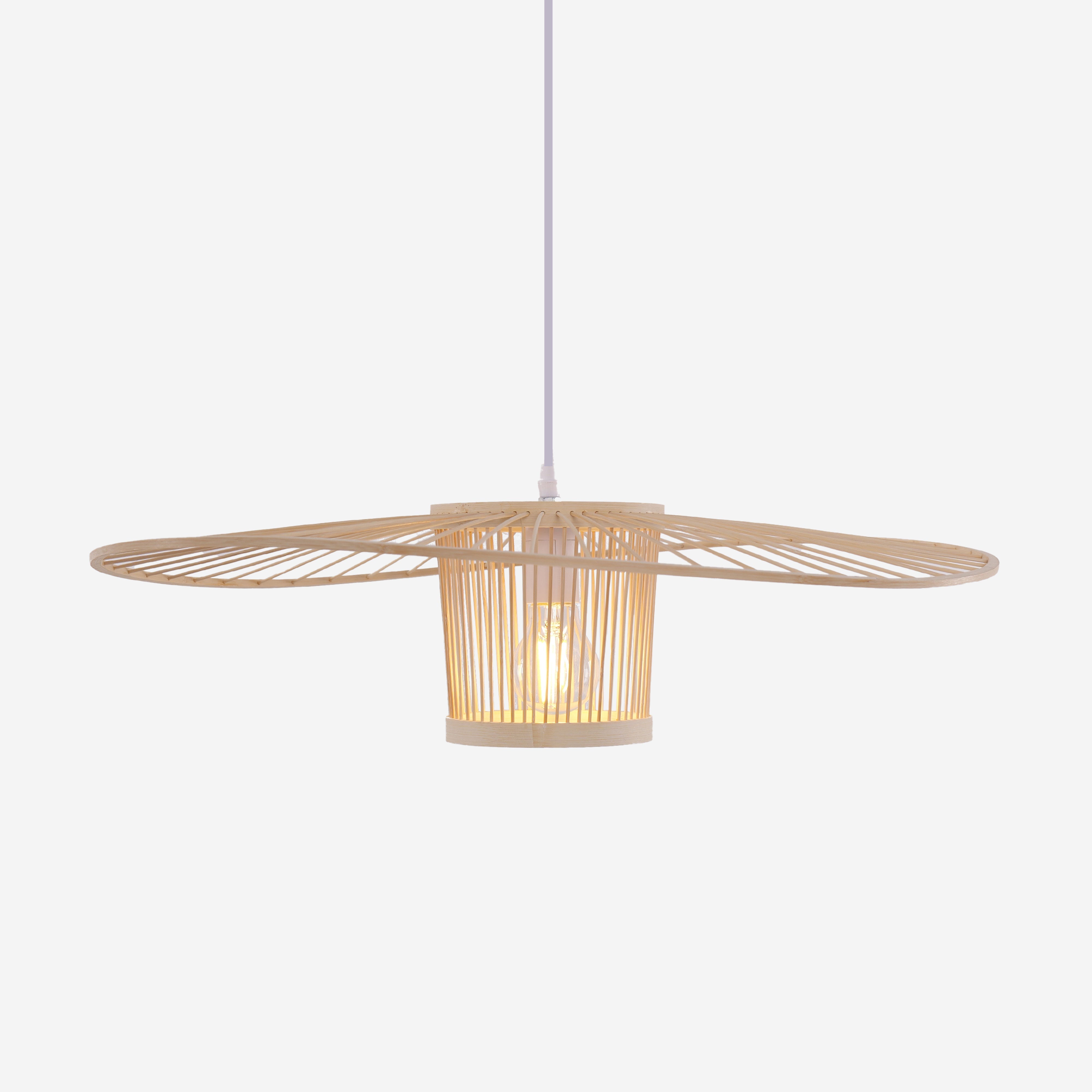 ‍Fan-Shape Bamboo Pendant Light for Organic Elegance and Warmth (90% off)