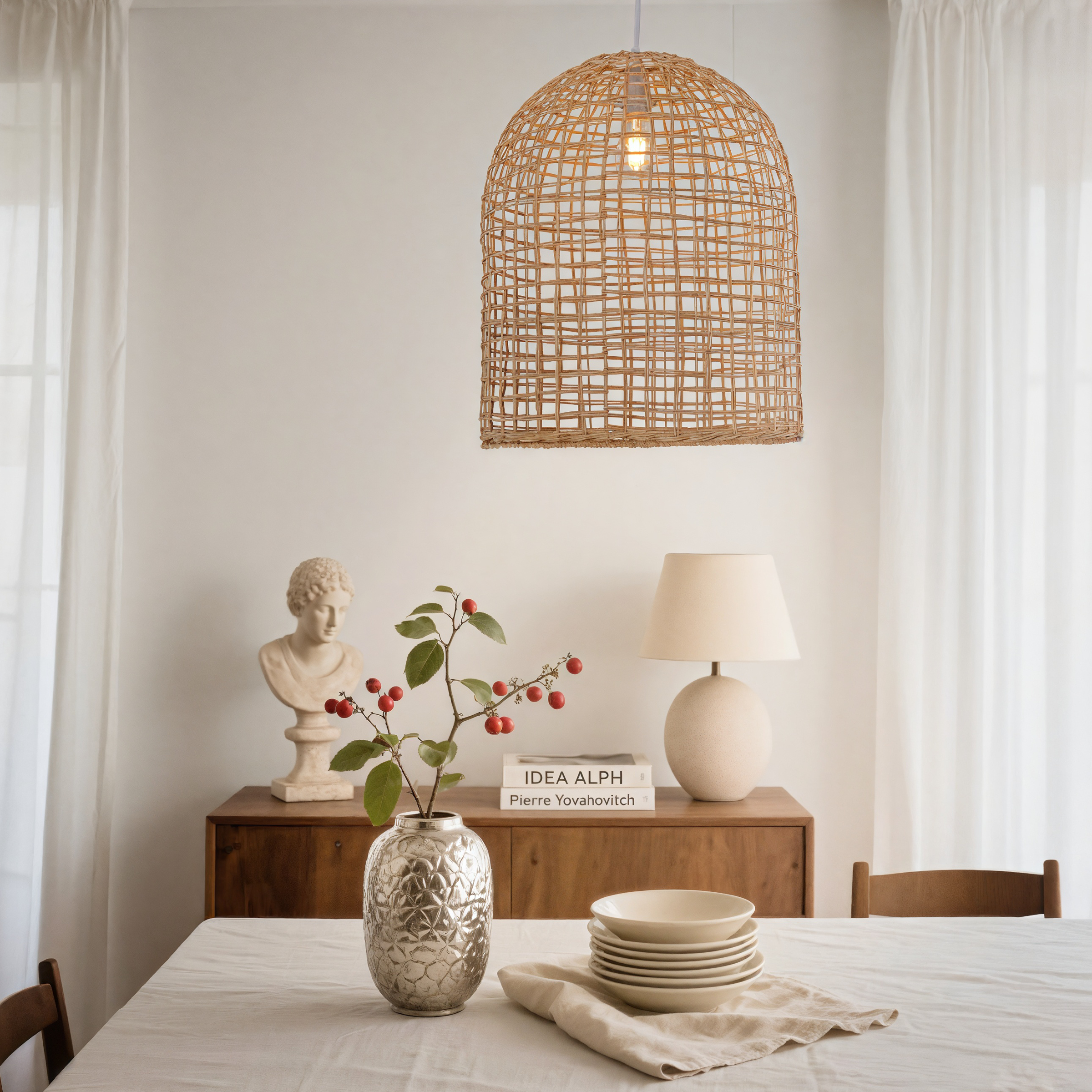 Natural Cage Shape Rattan Pendant Light
