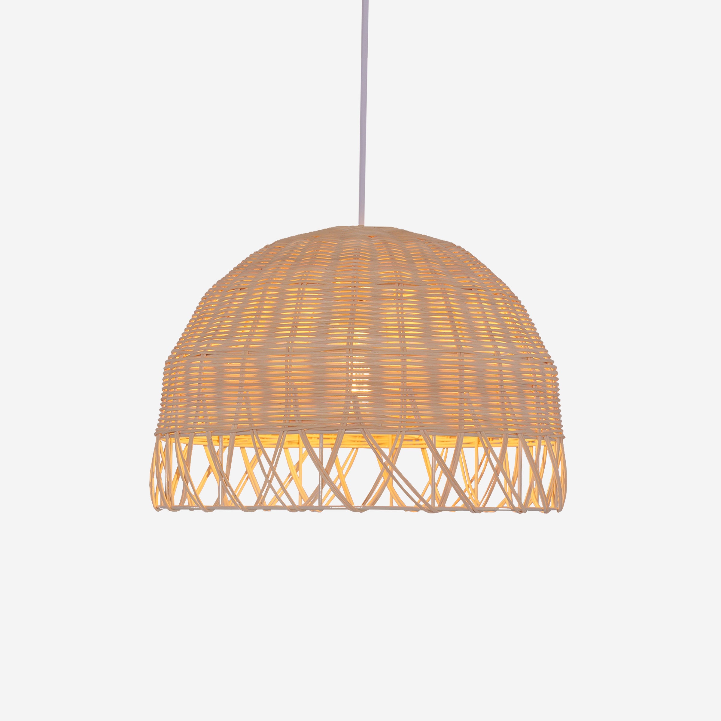 Boho Half Sphere Rattan Pendant Light