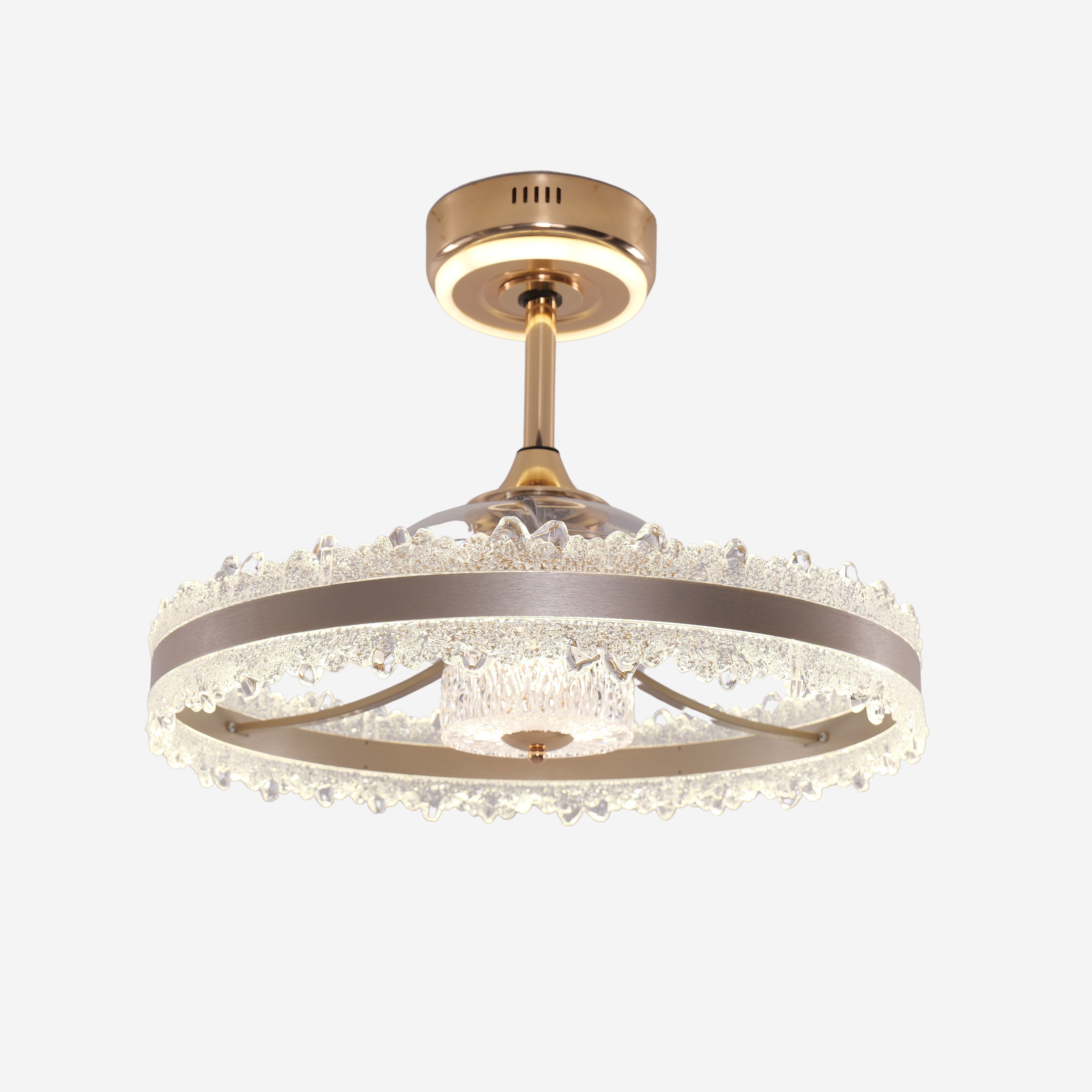 Metal Minimalist Acrylic Fan Light with Adjustable Color Temperature