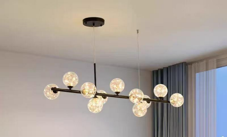 Starry Sky Black Metal Chandelier – 9-Light LED Pendant