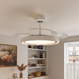 LI460246 White 48 Inch Reversible LED Ceiling Fan Light with Remote - warm light mid-shot