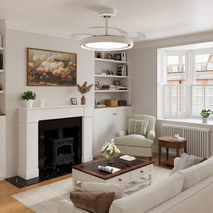 LI460246 White 48 Inch Reversible LED Ceiling Fan Light with Remote - cool light full-room view