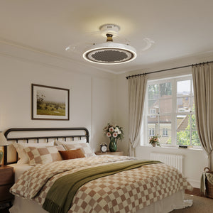LI460249 White 48 Inch Reversible LED Ceiling Fan Light with Remote - warm light full-room view