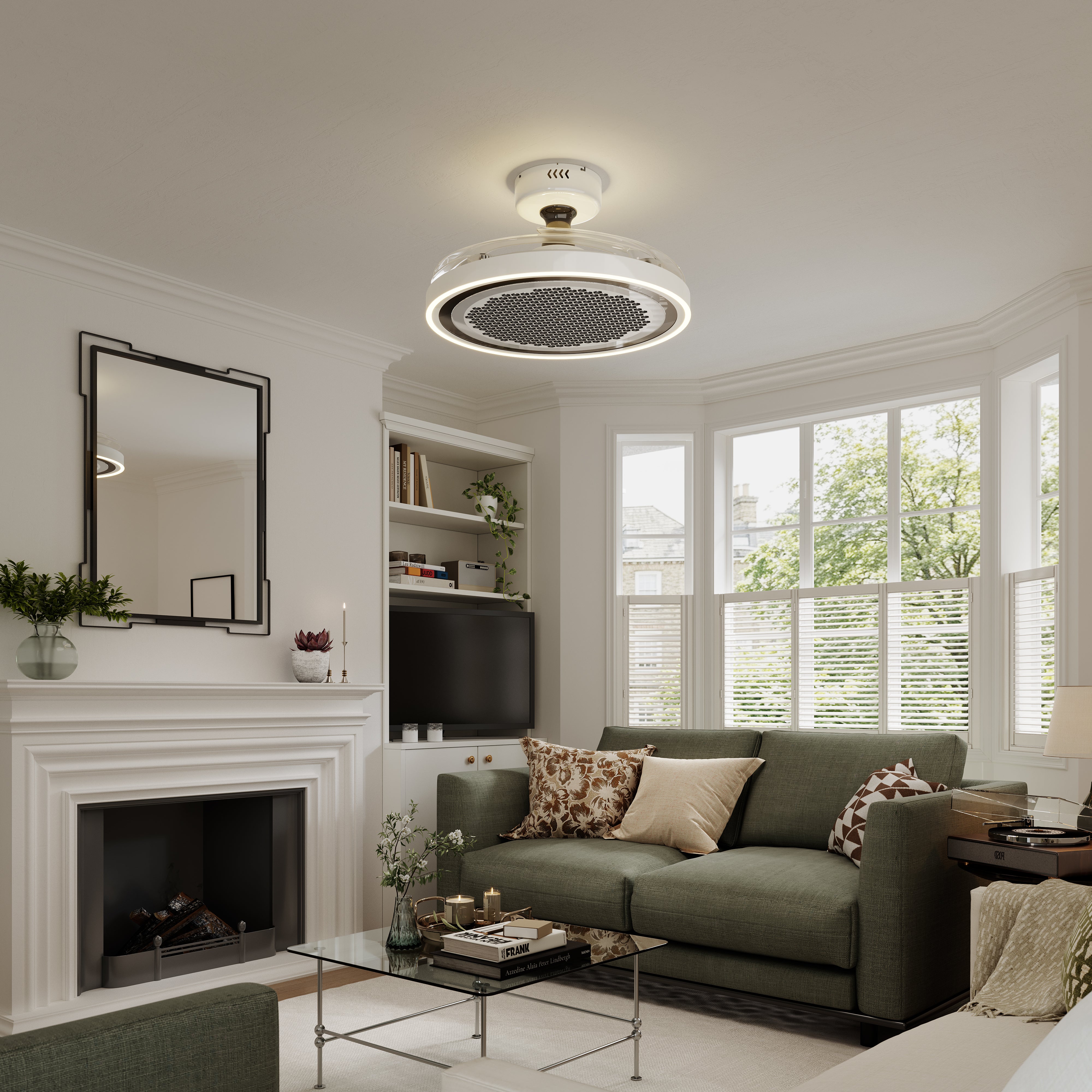 48 inch ceiling fan with dimmable LED light shown as a clean product view