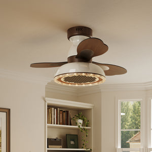 LI460250 Walnut 36 Inch Reversible LED Ceiling Fan Light with Remote - warm light mid-shot