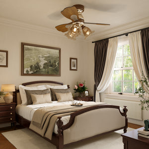 LI460253 Walnut 36 Inch Reversible LED Ceiling Fan Light with Remote - neutral light mid-shot