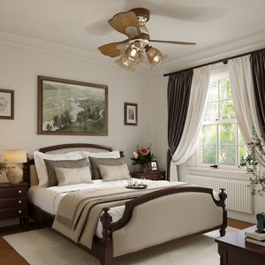 LI460253 Walnut 36 Inch Reversible LED Ceiling Fan Light with Remote - cool light mid-shot