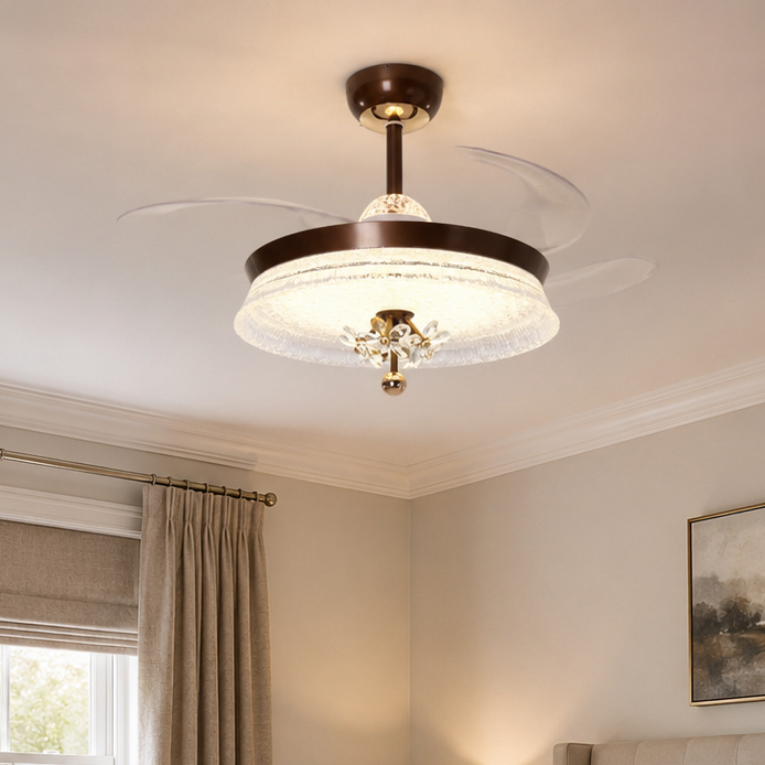 Coffee 36 Inch Reversible LED Ceiling Fan Light with Remote