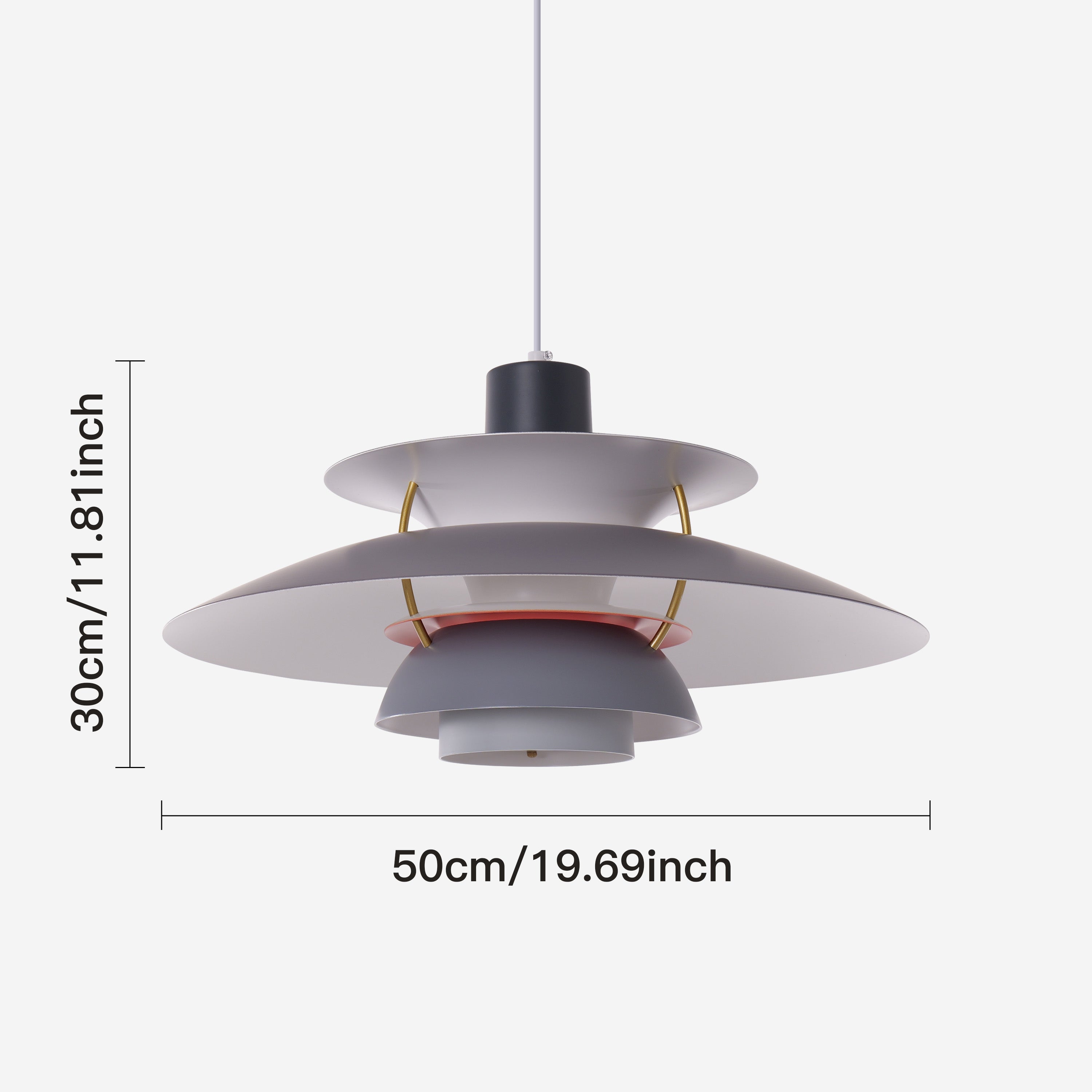 white layered minimalist pendant light beside a cosy seating area