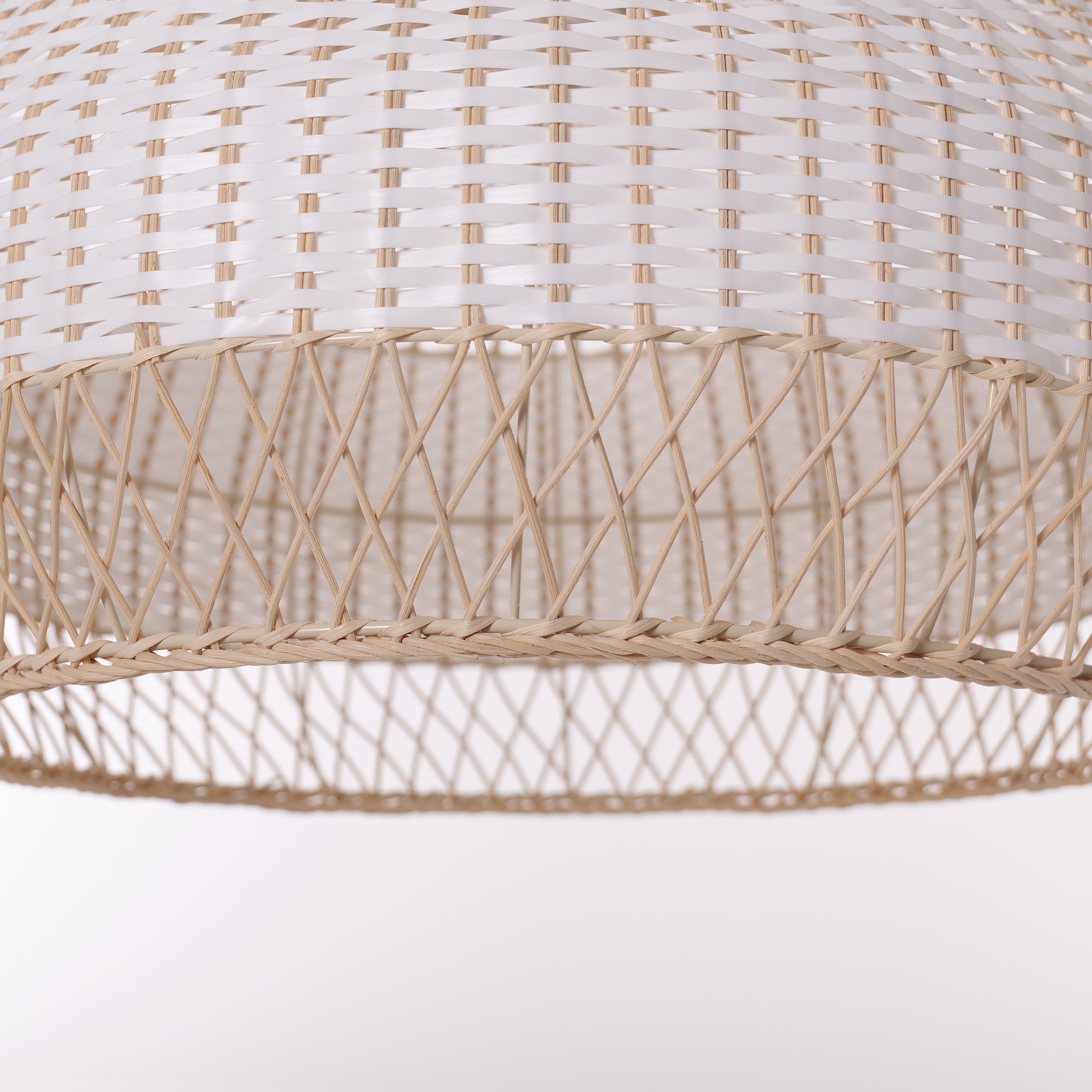 Half white handwoven rattan pendant light Style A - Lower Open Weave 细节1