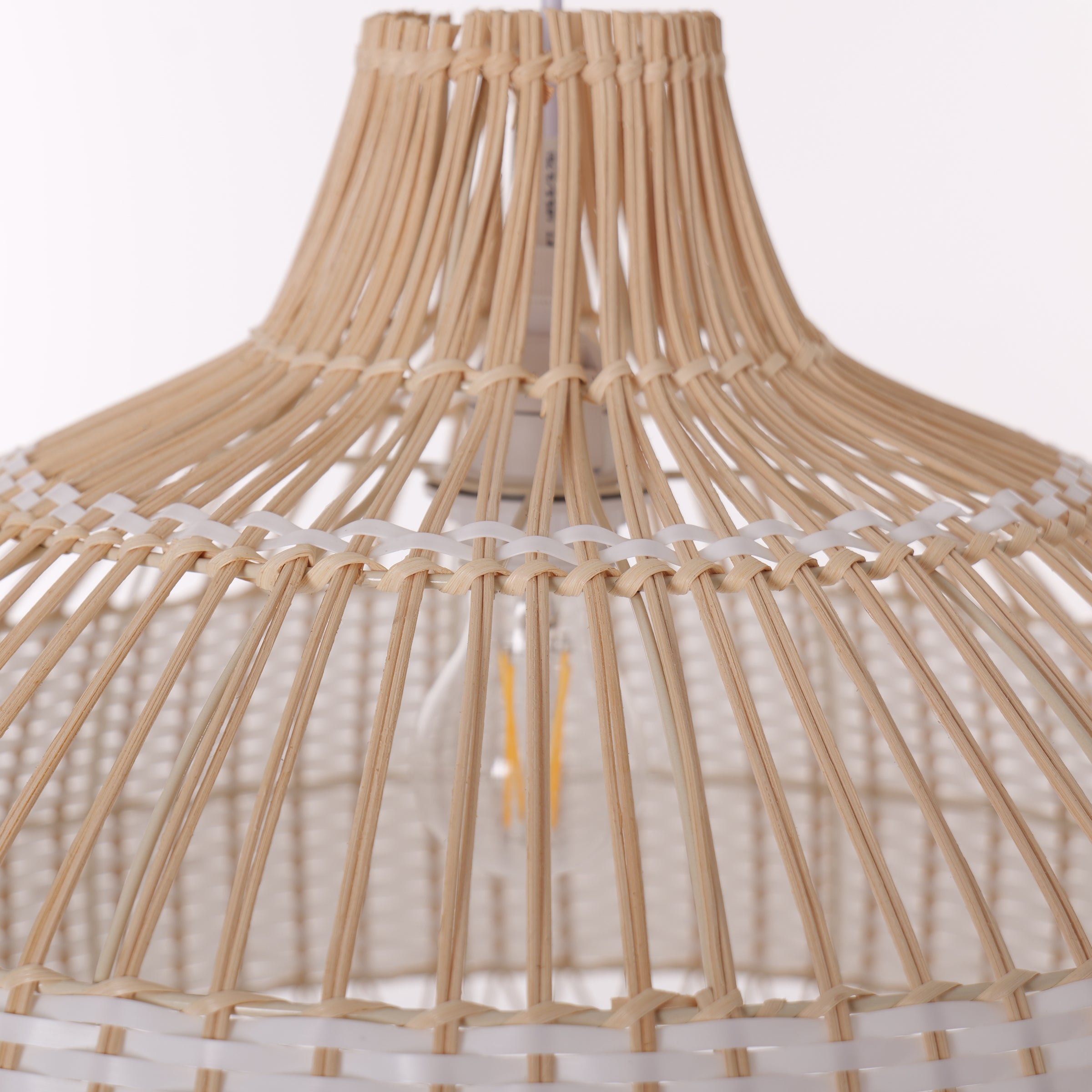 Half white handwoven rattan pendant light Style A - Lower Open Weave 细节4