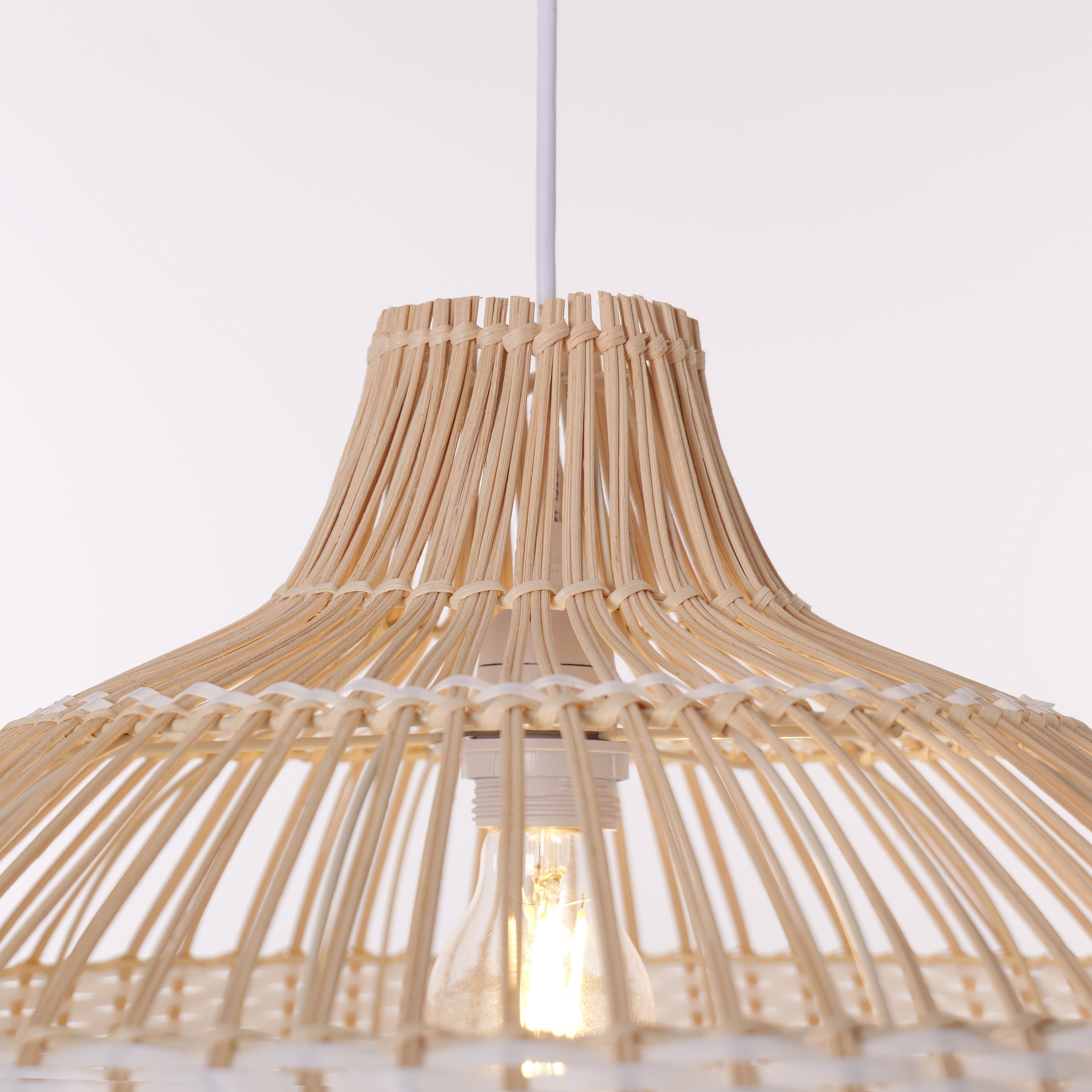 Half white handwoven rattan pendant light Style A - Lower Open Weave 细节7