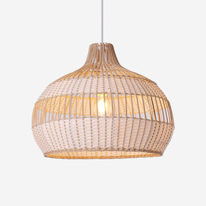 Half white handwoven rattan pendant light Style B - Open Centre Weave 首图