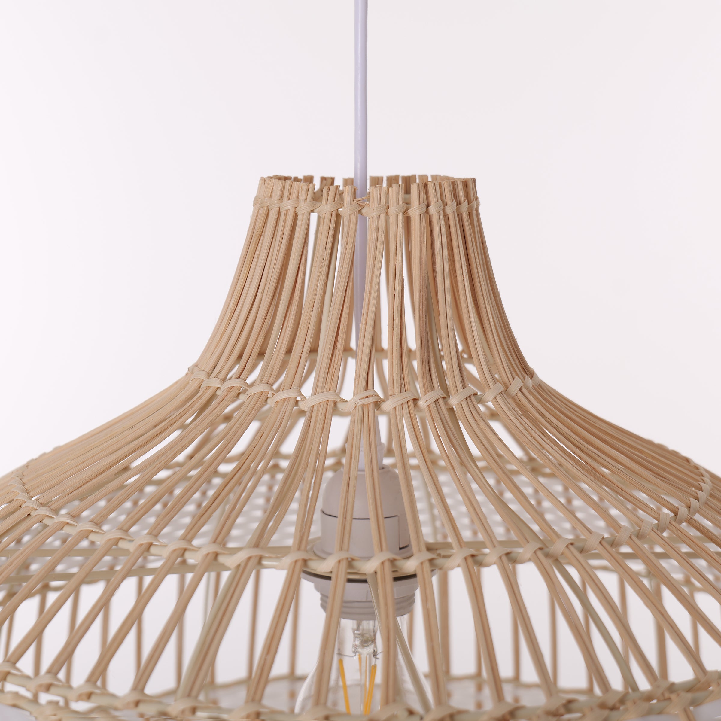 Half white handwoven rattan pendant light Style B - Open Centre Weave 细节1