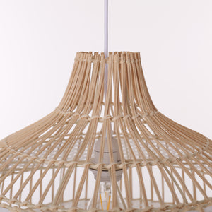 Half white handwoven rattan pendant light Style B - Open Centre Weave 细节1