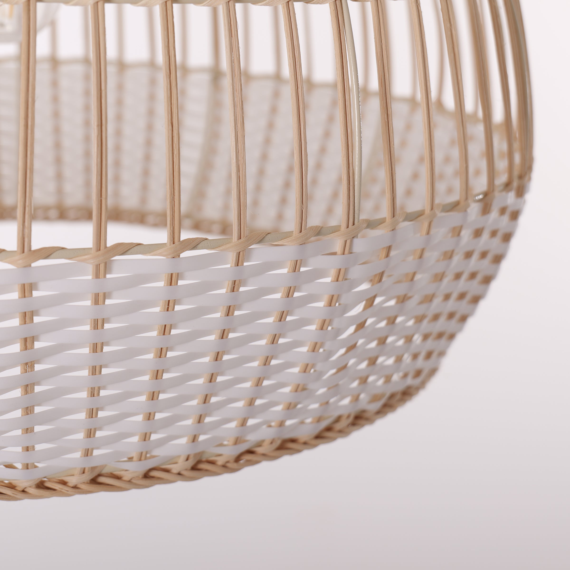 Half white handwoven rattan pendant light Style B - Open Centre Weave 细节2