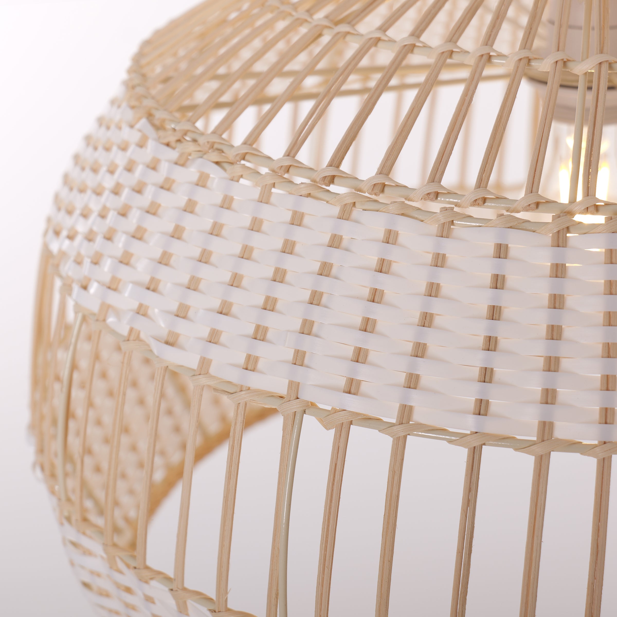 Half white handwoven rattan pendant light Style B - Open Centre Weave 细节5