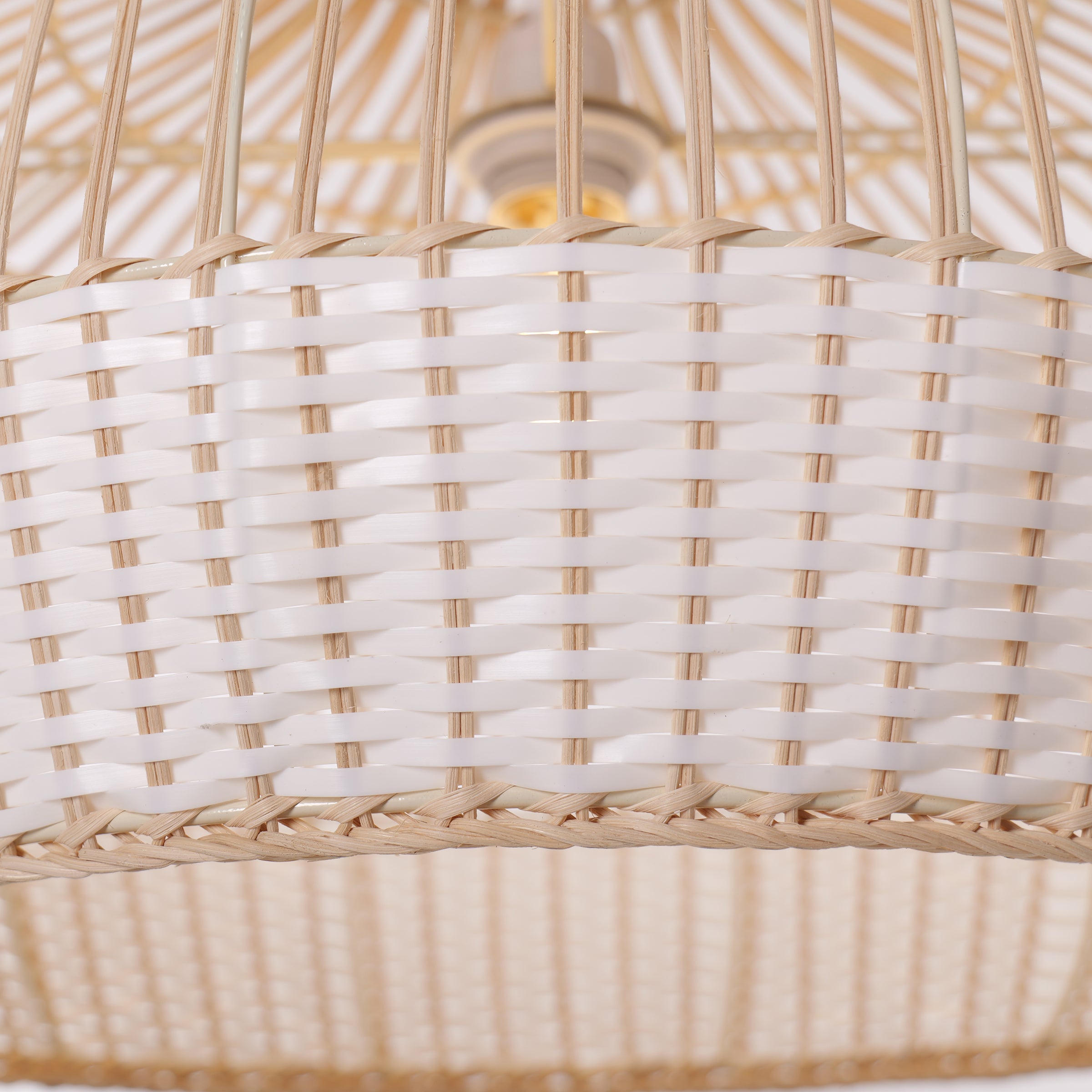 Half white handwoven rattan pendant light Style B - Open Centre Weave 细节6