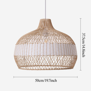 Half white handwoven rattan pendant light Style C - Upper Open Weave 尺寸