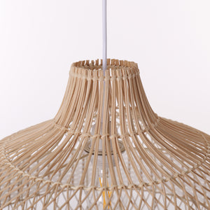 Half white handwoven rattan pendant light Style C - Upper Open Weave 细节1