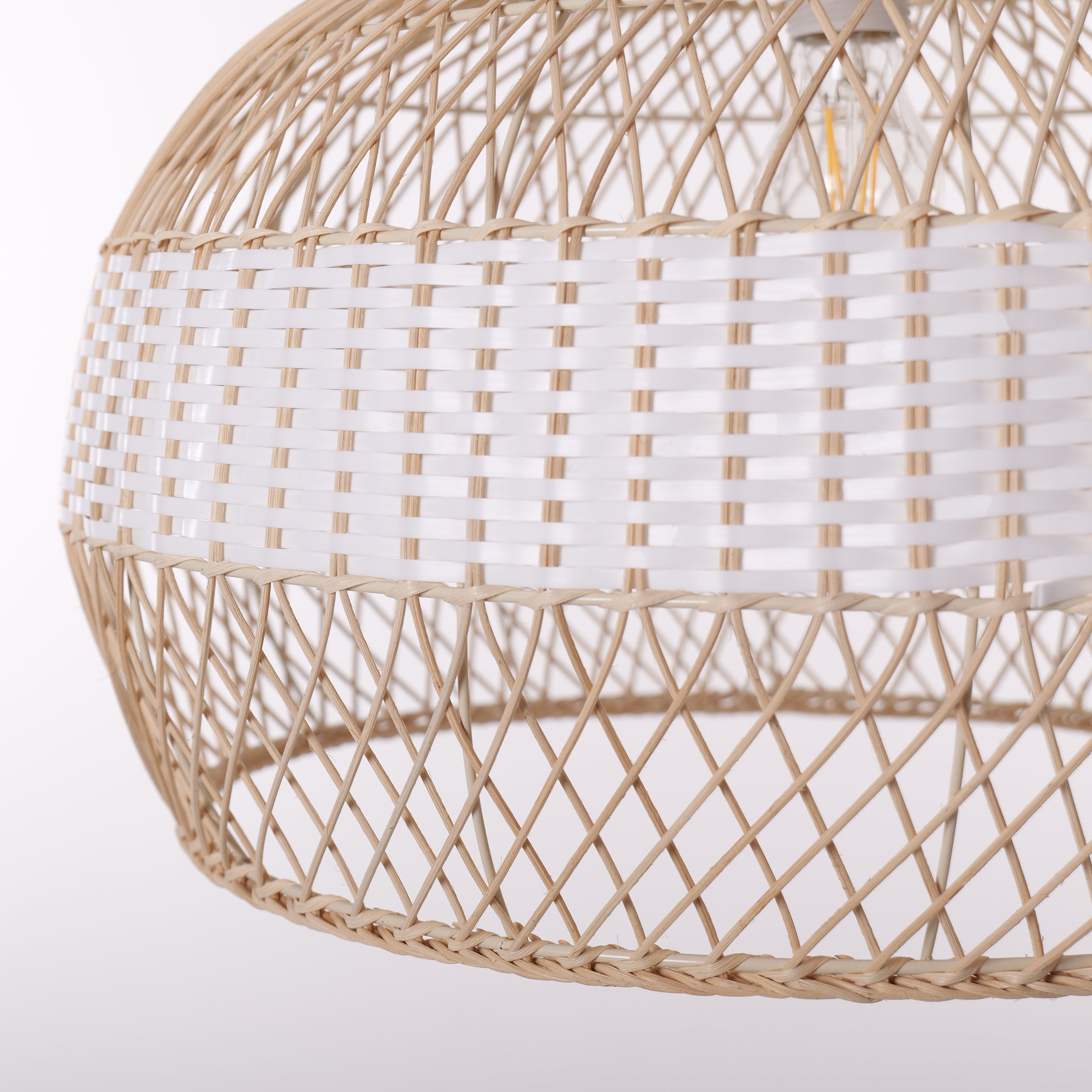 Half white handwoven rattan pendant light Style C - Upper Open Weave 细节4