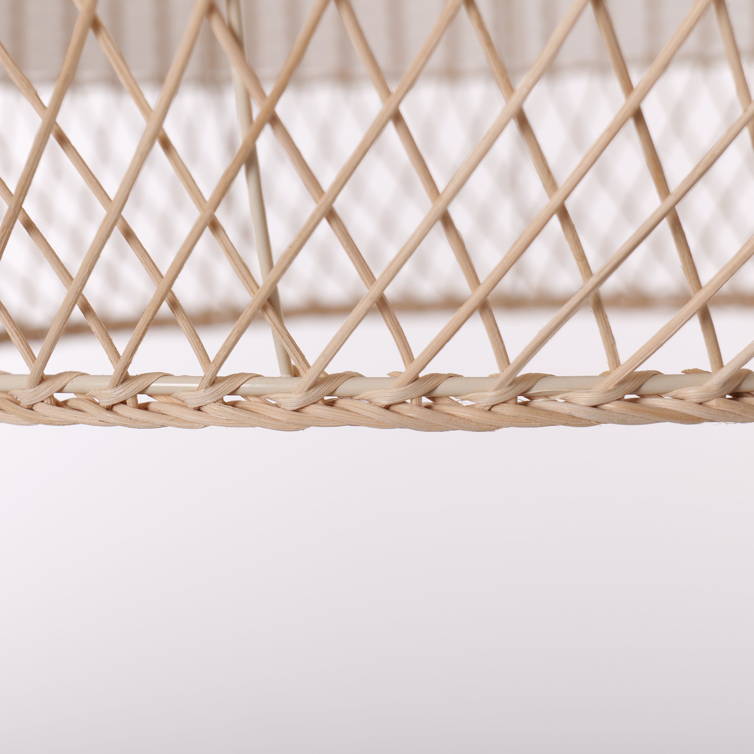 Half white handwoven rattan pendant light Style C - Upper Open Weave 细节6