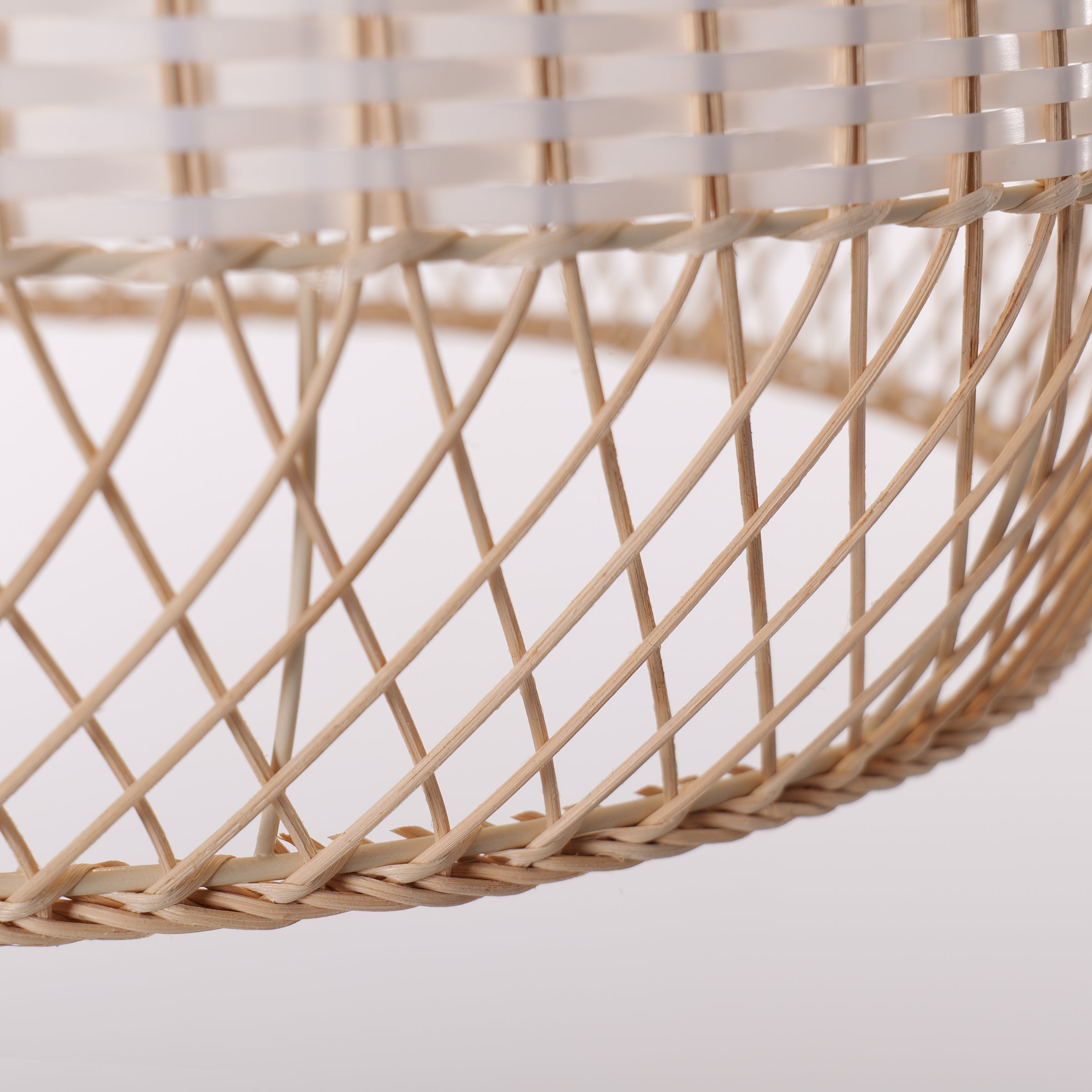 Half white handwoven rattan pendant light Style C - Upper Open Weave 细节7