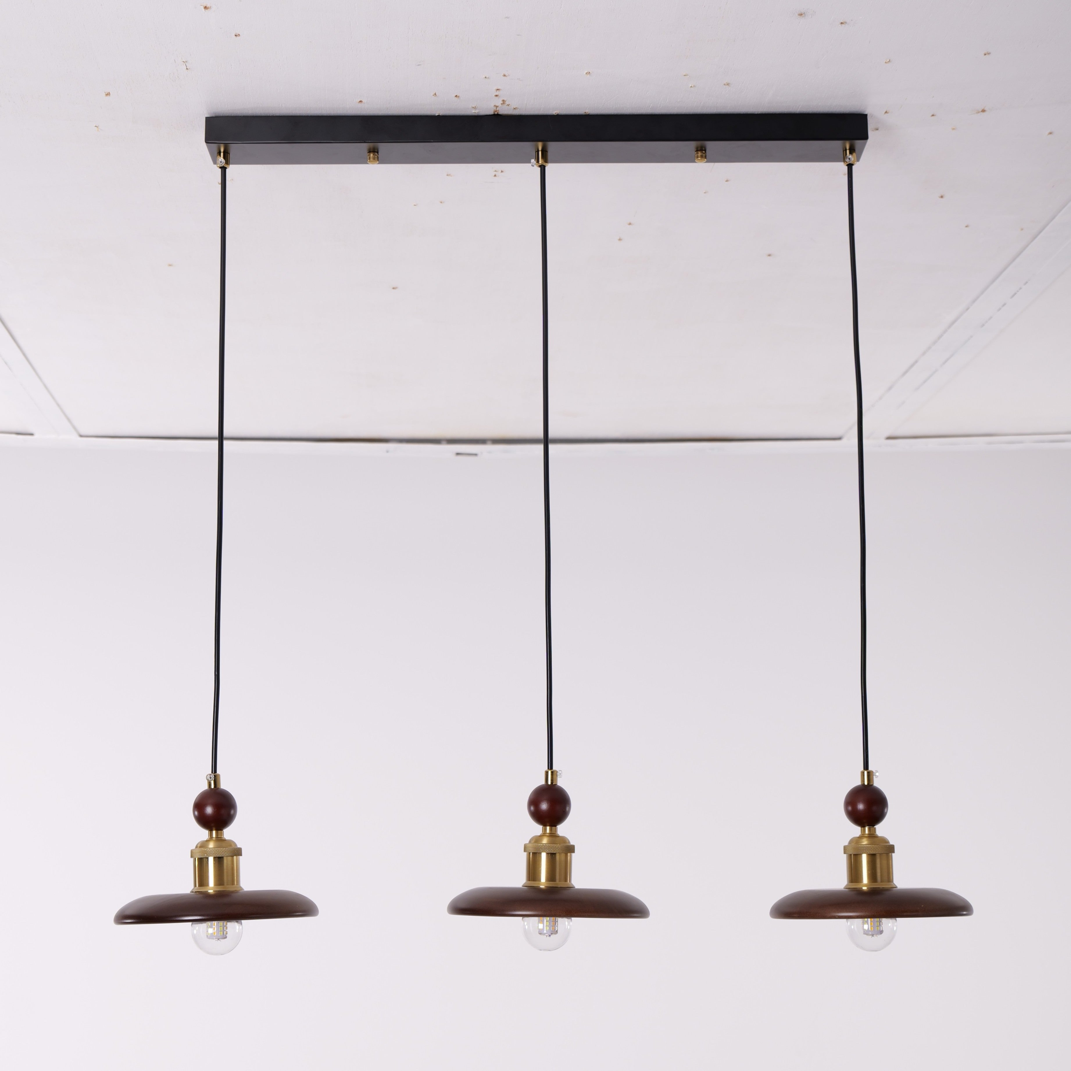3-Light Walnut Wood Mini Pendant Light - LI460287